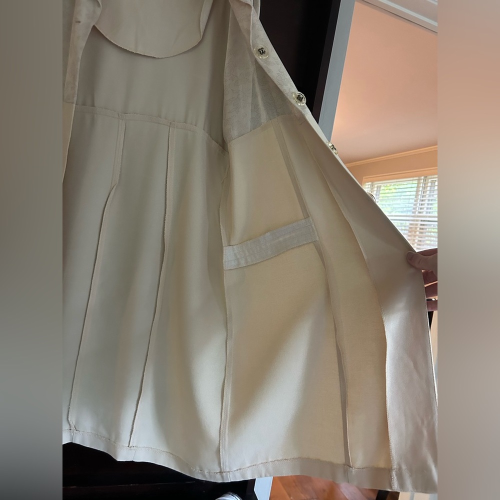 VINTAGE 90S POSITIVE INFLUENCE Floral Block Cream Duster Jacket Artsy | Size 12 - Picture 6 of 13